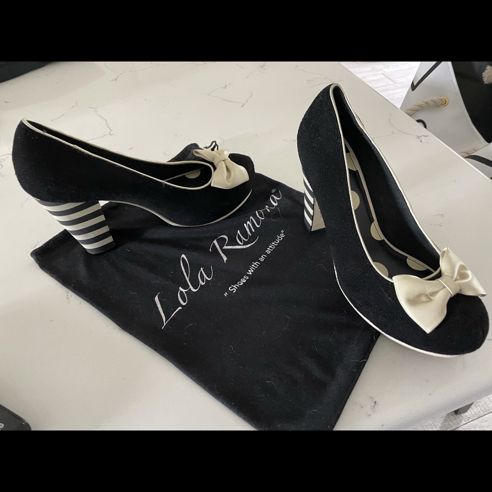 Black suede pumps